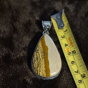 NEW--Genuine Tiger Stripe Brown Teardrop Pendant